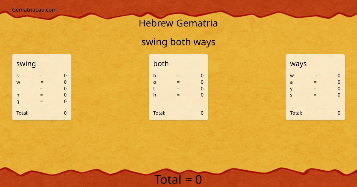 swing both ways in hebrew Gematria